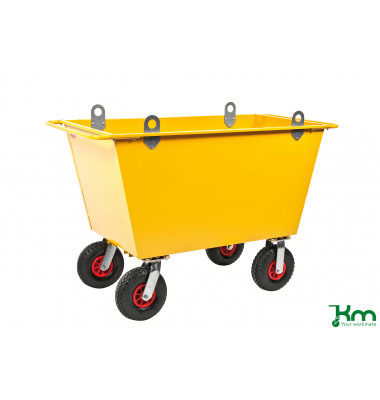 Müllsackständer gelb bis 400 kg 2 Bockrollen 2 Lenkrollen 1220x580x850mm KM143075-L