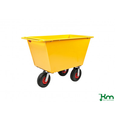 Müllsackständer gelb bis 400 kg 2 Bockrollen 2 Lenkrollen 1390x740x920mm KM143275