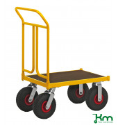 Plattformwagen KM144450, Serie 144 Plattformwagen, 500x836x1090mm (BxLxH), bis 400kg belastbar, 2 Bockrollen, 2 Lenkrollen, gelb