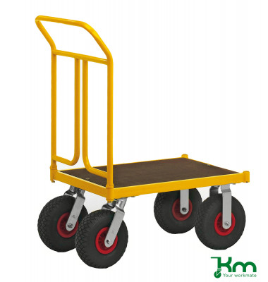 Plattformwagen Serie 144 KM144450, 500x836mm (BxL gesamt), bis 400 kg belastbar, 2 Bockrollen, 2 Lenkrollen, gelb Plattformwagen Serie 144 KM144450, 500x836mm (BxL gesamt), bis 400 kg belastbar, 2 Bockrollen, 2 Lenkrollen, gelb