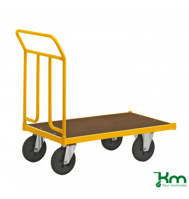 Plattformwagen Serie 144 KM144500B, 600x1086mm (BxL gesamt), bis 400 kg belastbar, 2 Bockrollen, 2 Lenkrollen, mit Bremse, gelb Plattformwagen Serie 144 KM144500B, 600x1086mm (BxL gesamt), bis 400 kg belastbar, 2 Bockrollen, 2 Lenkrollen, mit Bremse, gelb