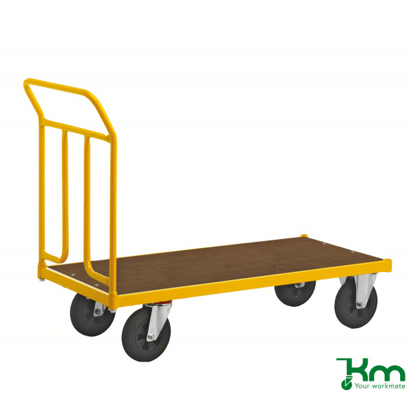 7350050358105 - Plattformwagen pulverbeschichtet mit Ladefläche 1200x604mm aus mdf Schiebebügel und Gummibereifung mit Bremse - Kongamek 7350050358105 - Plattformwagen pulverbeschichtet mit Ladefläche 1200x604mm aus mdf Schiebebügel und Gummibereifung mit Bremse - Kongamek