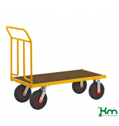 Plattformwagen KM144650, Serie 144 Plattformwagen, 650x1336x1090mm (BxLxH), bis 400kg belastbar, 2 Bockrollen, 2 Lenkrollen, gel