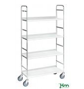 Bürowagen KM151S4, Mobiler Etagenwagen, 290x790x1500mm (BxLxH), bis 100kg belastbar, 4 Lenkrollen, verzinkt