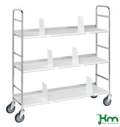 Bürowagen KM152, Mobiler Etagenwagen, 290x1000x1140mm (BxLxH), bis 75kg belastbar, 4 Lenkrollen. 2 davon mit Bremse, verzinkt
