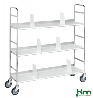 Bürowagen verzinkt bis 75 kg 4 Lenkrollen 1000x290x1140mm KM152
