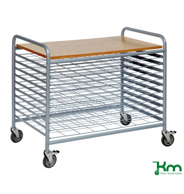 Trockenwagen grau bis 100 kg 4 Lenkrollen 2 davon mit Bremse 955x600x845mm KM152975