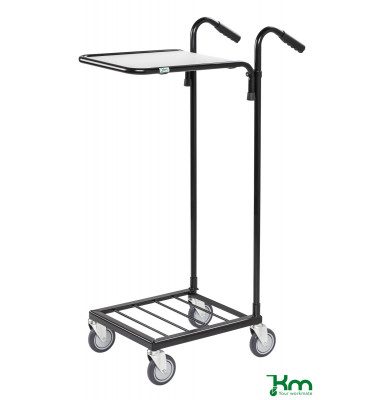 Bürowagen schwarz bis 35 kg 4 Lenkrollen 2 davon mit Bremse 660x385x1090mm KM153-HBS