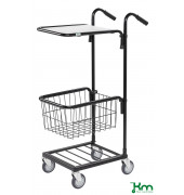 Bürowagen KM153-HTBS, Mini-Transportwagen, 385x660x1090mm (BxLxH), bis 35kg belastbar, 4 Lenkrollen, 2 davon mit Bremse, schwar
