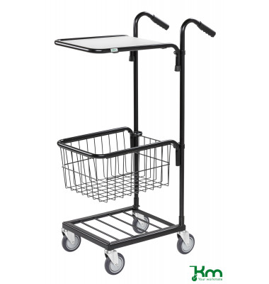 Bürowagen schwarz bis 35 kg 4 Lenkrollen 2 davon mit Bremse 660x385x1090mm KM153-HTBS