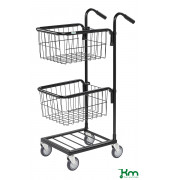 Bürowagen KM153-TTBS, Mini-Transportwagen, 385x660x1090mm (BxLxH), bis 35kg belastbar, 4 Lenkrollen, 2 davon mit Bremse, schwar