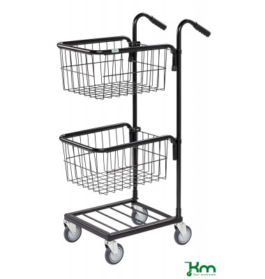 Bürowagen schwarz bis 35 kg 4 Lenkrollen 660x385x1090mm KM153-TTS