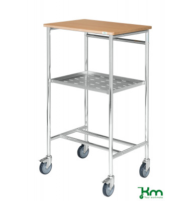 Bürowagen verzinkt bis 150 kg 4 Lenkrollen 2 davon mit Bremse 600x440x1055mm KM155-2