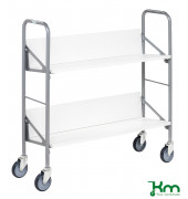 Bürowagen KM157, Archivwagen, 2 Böden, 300x900x920mm (BxLxH), bis 50kg belastbar, 4 Lenkrollen, grau