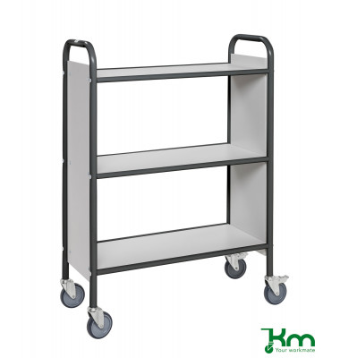 Bürowagen dunkelgrau bis 150 kg 4 Lenkrollen 2 davon mit Bremse 780x345x1115mm KM158-DG