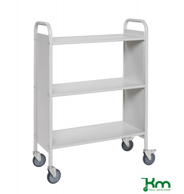 Bürowagen hellgrau bis 150 kg 4 Lenkrollen 2 davon mit Bremse 780x345x1115mm KM158-LG