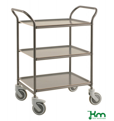 Tablettwagen anthrazit grau bis 150 kg 4 Lenkrollen 2 davon mit Bremse 770x495x960mm KM1620-AA