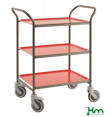 Tablettwagen anthrazit grau bis 150 kg 4 Lenkrollen 2 davon mit Bremse 770x495x960mm KM1620-AR
