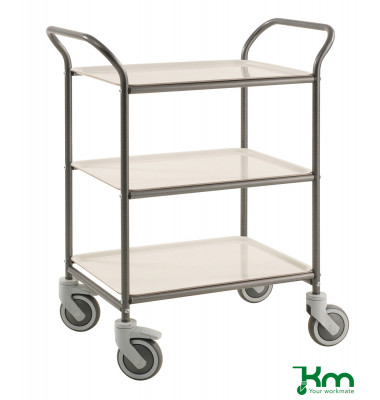 Tablettwagen anthrazit grau bis 150 kg 4 Lenkrollen 2 davon mit Bremse 770x495x960mm KM1620-AV