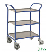 Tablettwagen blau bis 150 kg 4 Lenkrollen 2 davon mit Bremse 770x495x960mm KM1620-BA