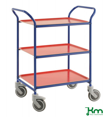 Tablettwagen blau bis 150 kg 4 Lenkrollen 2 davon mit Bremse 770x495x960mm KM1620-BR Tablettwagen blau bis 150 kg 4 Lenkrollen 2 davon mit Bremse 770x495x960mm KM1620-BR