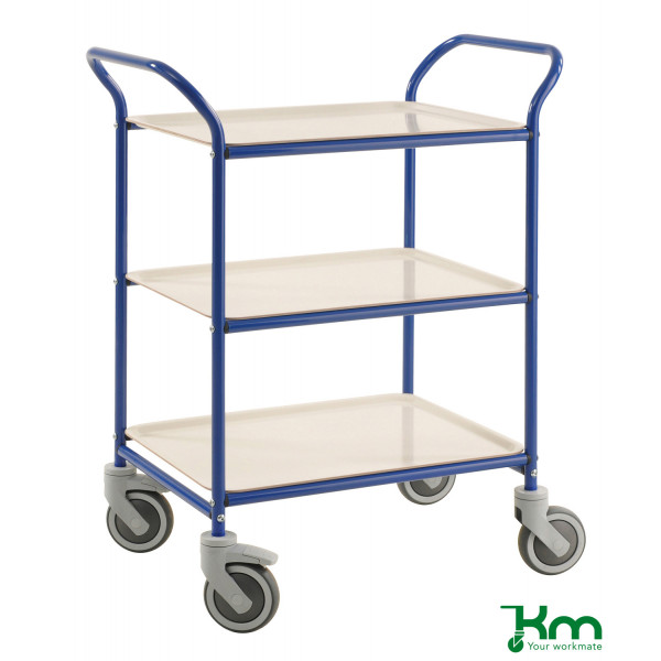 7350050356545 - Tablettwagen KM1620-BV 3 Tabletts 495x770x960mm (BxLxH) bis 150kg belastbar 4 Lenkrollen 2 davon mit Bremse blau 735005035 7350050356545 - Tablettwagen KM1620-BV 3 Tabletts 495x770x960mm (BxLxH) bis 150kg belastbar 4 Lenkrollen 2 davon mit Bremse blau 735005035