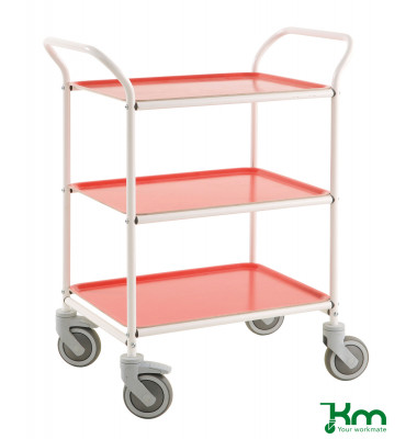 Tablettwagen weiß bis 150 kg 4 Lenkrollen 2 davon mit Bremse 770x495x960mm KM1620-VR