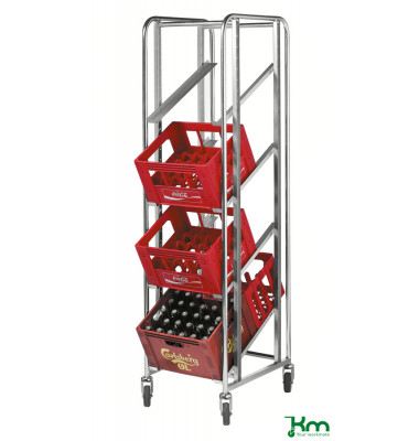 Roll- und Kistenwagen verzinkt bis 150 kg 4 Lenkrollen 2 davon mit Bremse 435x585x1880mm KM165DKB