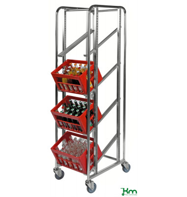 Roll- und Kistenwagen verzinkt bis 150 kg 4 Lenkrollen 2 davon mit Bremse 410x585x1880mm KM165SB
