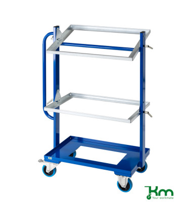 Roll- und Kistenwagen blau bis 150 kg 2 Bockrollen 2 Lenkrollen mit Bremse 800x415x1100mm KM167-3E