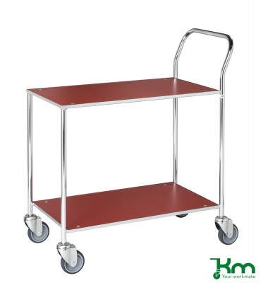 Tischwagen rot bis 150 kg 4 Lenkrollen 2 davon mit Bremse 840x430x970mm KM172-1B
