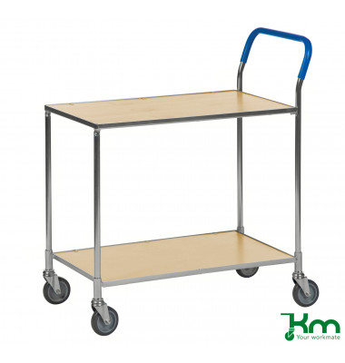 Tischwagen birkenholz bis 150 kg 4 Lenkrollen 2 davon mit Bremse 850x435x950mm KM1720-BJB