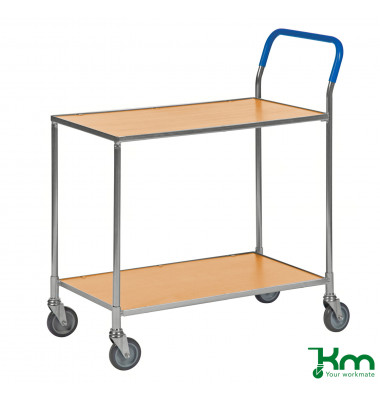 Tischwagen buchenholz bis 150 kg 4 Lenkrollen 2 davon mit Bremse 850x435x950mm KM1720-BOB