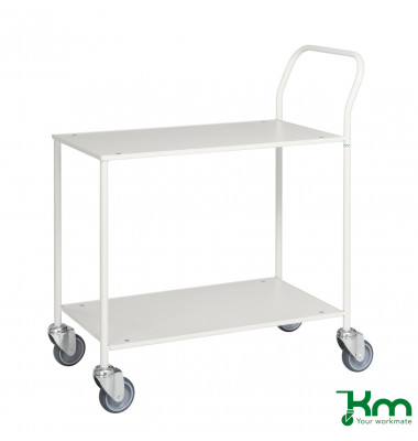 Tischwagen weiß bis 150 kg 4 Lenkrollen 2 davon mit Bremse 840x430x970mm KM173-6B