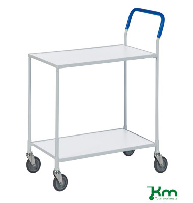 Tischwagen weiß bis 150 kg 4 Lenkrollen 2 davon mit Bremse 850x435x950mm KM1730-6B