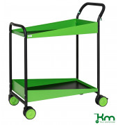 Design Servierwagen grün bis 150 kg 4 Lenkrollen 2 davon mit Bremse 866x455x980mm KM1987