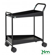 Design Servierwagen schwarz bis 150 kg 4 Lenkrollen 2 davon mit Bremse 866x455x980mm KM1987-S
