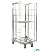 Rollcontainer KM2000-3B, Stapelbarer Rollcontainer, 720x850x1740mm (BxLxH), bis 400kg belastbar, 2 Bockrollen, 2 Lenkrollen mit 