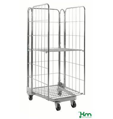 Rollcontainer verzinkt bis 400 kg 2 Bockrollen 2 Lenkrollen mit Bremse 850x720x1740mm KM2000-3B