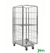 Rollcontainer KM2000-4B, Stapelbarer Rollcontainer, 720x850x1740mm (BxLxH), bis 400kg belastbar, 2 Bockrollen, 2 Lenkrollen mit 
