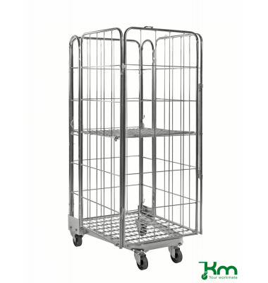 Rollcontainer verzinkt bis 400 kg 2 Bockrollen 2 Lenkrollen mit Bremse 850x720x1740mm KM2000-4B