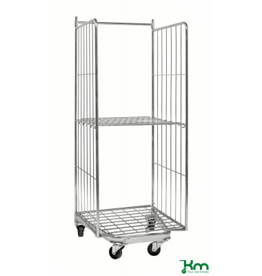 Rollcontainer verzinkt bis 400 kg 2 Bockrollen 2 Lenkrollen mit Bremse 800x730x1910mm KM2000B
