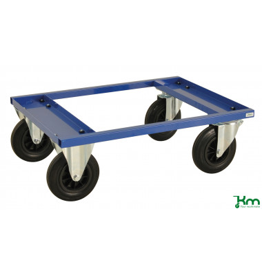 Palettenwagen blau bis 800 kg 2 Bockrollen 2 Lenkrollen mit Bremse 800x600x270mm KM217-BHB