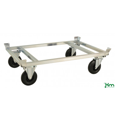 Palettenwagen verzinkt bis 800 kg 2 Bockrollen 2 Lenkrollen mit Bremse 1246x846x355mm KM217-EPB