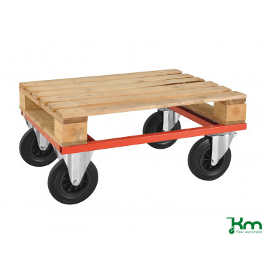 Palettenwagen rot bis 800 kg 2 Bockrollen 2 Lenkrollen 800x600x270mm KM217-H