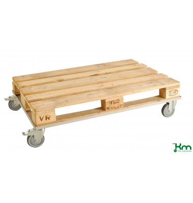 Palettenwagen grau bis 150 kg 4 Lenkrollen 2 davon mit Bremse 1220x820x185mm KM217F