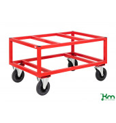 Palettenwagen KM221, 800x1200x650mm (BxLxH), bis 800kg belastbar, 2 Bockrollen, 2 Lenkrollen, rot