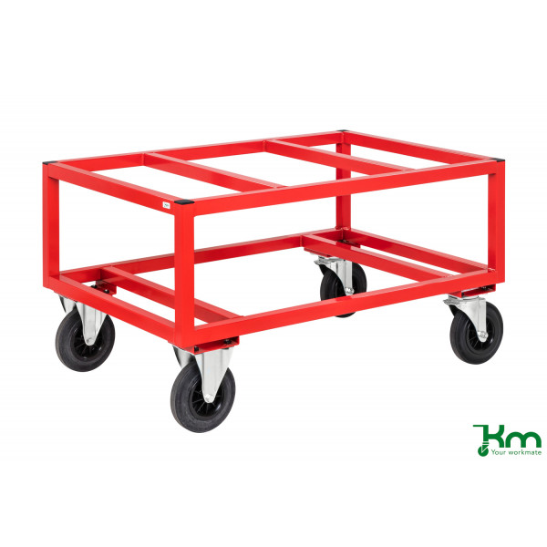 7350050352523 - Palettenwagen KM221 800x1200x650mm (BxLxH) bis 800kg belastbar 2 Bockrollen 2 Lenkrollen rot 7350050352523 Kongamek 7350050352523 - Palettenwagen KM221 800x1200x650mm (BxLxH) bis 800kg belastbar 2 Bockrollen 2 Lenkrollen rot 7350050352523 Kongamek