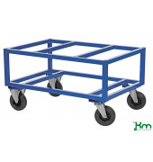 Palettenwagen KM221-B, 800x1200x650mm (BxLxH), bis 800kg belastbar, 2 Bockrollen, 2 Lenkrollen, blau