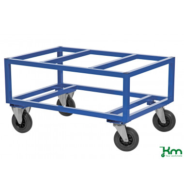 Palettenwagen blau bis 800 kg 2 Bockrollen 2 Lenkrollen 1200x800x650mm KM221-B